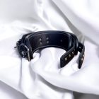 Bdsm Black and white leather ankle cuff 