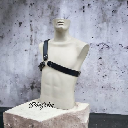 fekete bőr féloldalas mellkas hám, kézzel készített