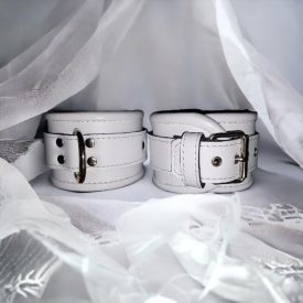 White leather wrist cuffs