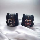 Furred leather wrist cuffs