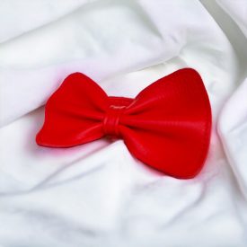 Fetish red leather bow tie