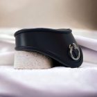 black leather bdsm cuff, curved shape, handmade