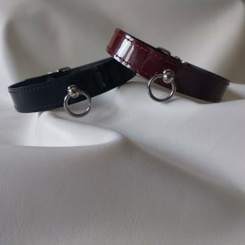 BDSM Patent Leather Collar -black, burgundy