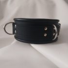 black leather bdsm neck cuff with 3 d-rings, handmade