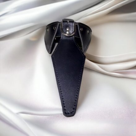 black leather bdsm neck cuff, tie shape, handmade