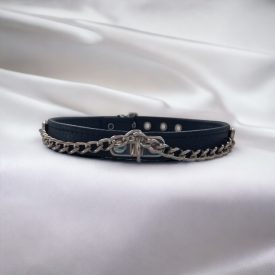  Fetish leather chain neck collar
