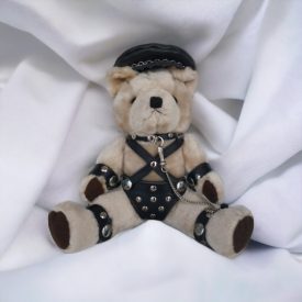 fetish teddy bear, with leather accessories, handmade