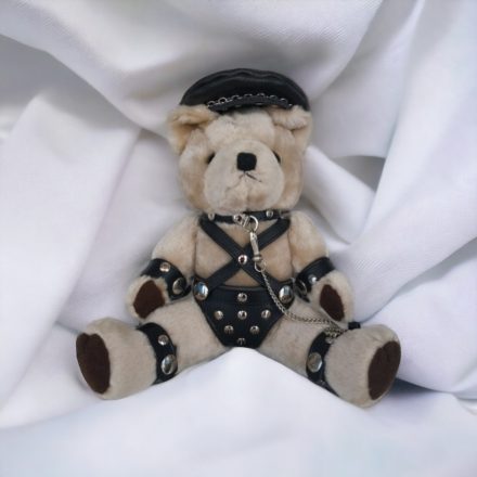 fetish teddy bear, with leather accessories, handmade