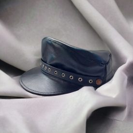 Black leather cap