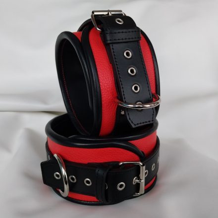 Red leather thigh cuffs
