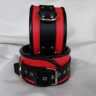 Red leather thigh cuffs