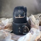 Black leather wrist cuffs