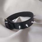 black patent leather fetish choker white cone decorations side handmade