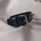 Lakkbőr nyakpánt pink- fehér díszekkel