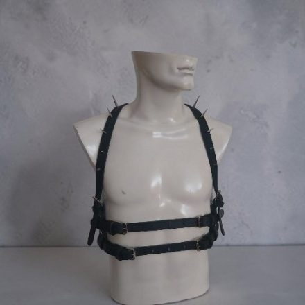 Fetish bőr hám-tüskés-unisex-(fekete)