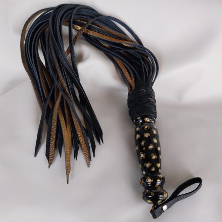 BDSM leather flogger with painted handle