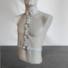 BDSM white leather harness