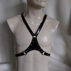 schwarzes lackleder bdsm oberkörper harness, verziert, handgefertigt