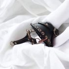 black leather bdsm ball stretcher cage, handmade