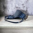 black leather BDSM waist restraint with studded decoration, handmade