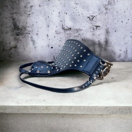 black leather BDSM waist restraint with studded decoration, handmade