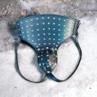 black leather BDSM waist restraint with studded decoration, handmade