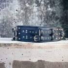 schwarze leder-BDSM-taillenfessel mit nietenverzierung, handgefertigt