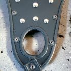 black leather BDSM waist restraint with studded decoration, handmade