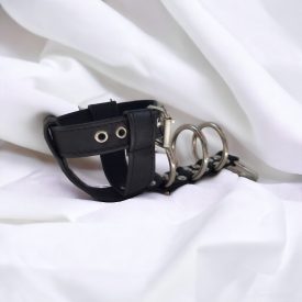 black leather bdsm penis cage, handmade