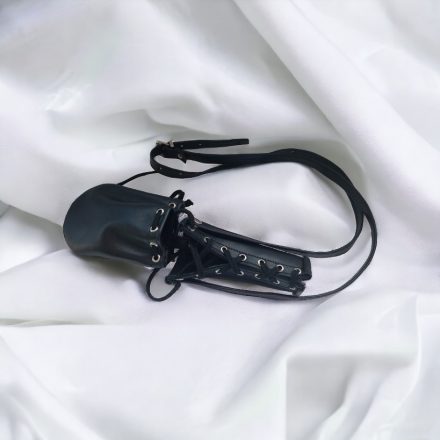 black leather bdsm penis harness, handmade