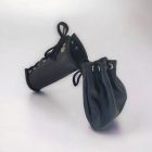 black leather bdsm penis harness close-up, handmade