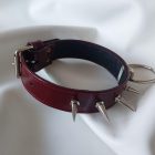 Mirror-lacquer neckcuff with spiked (burgundy)