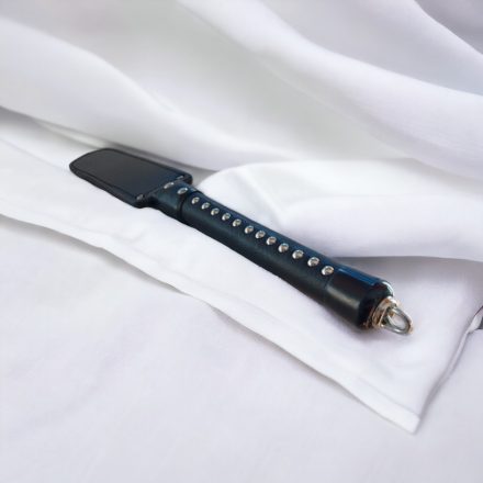 Black leather paddle with wooden handle