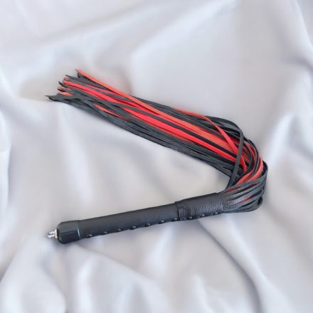 Red and black leather flogger
