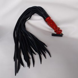 BDSM Lederpeitsche mit bemaltem Griff
