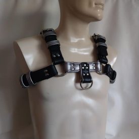 silber leder bdsm bulldog harness für herren, handgefertigt