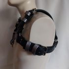 silver leather bdsm bulldog harness for men, side, handcrafted