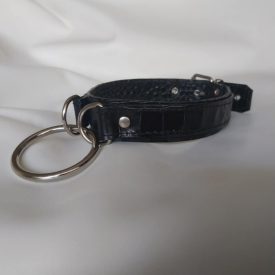 black leather neck cuff – crocodile pattern, handmade