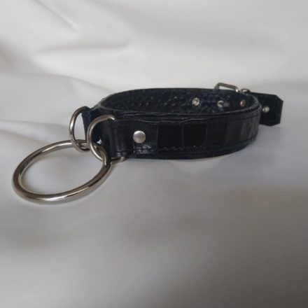 black leather neck cuff – crocodile pattern, handmade