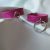 pinkes Leder-bdsm-halsband, krokodilgeprägt, handgefertigt
