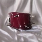 burgundy patent leather lockable neck cuff with spiked decorations, handmade
