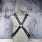 black leather bdsm upper-body harness, handmade