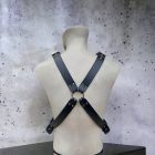 black leather bdsm upper-body harness back, handmade