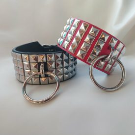 Fetish Collar with Pyramid Studs - Black - Lockable