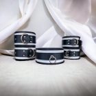 BDSM leather discounted handcuff sets