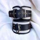 BDSM leather discounted handcuff sets