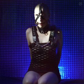  BDSM leather gag with head harness