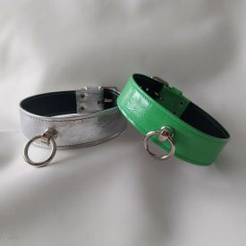 Lederhalsbänder – Geprägter Effekt (Silber, Grün)