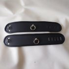 black leather BDSM lockable wrist cuffs, handmade