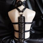 Extra karikás bőr testhám (fekete)